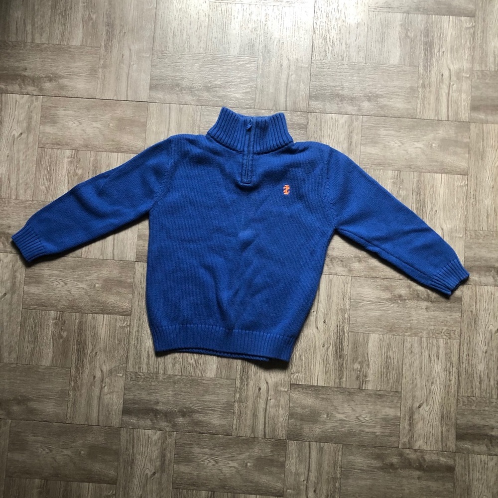 IZOD Boys Blue Cotton Sweater size 4T Pullover Mock Neck 1/4 Zip